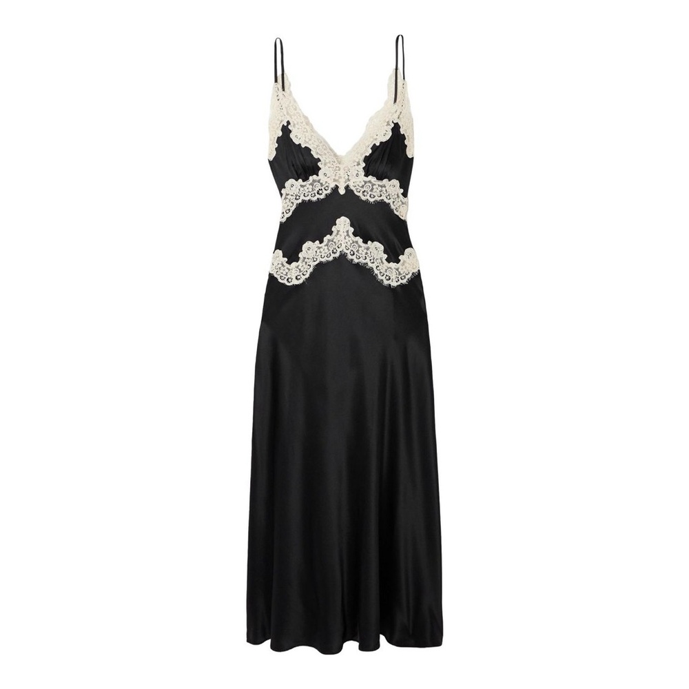 Doen Obelia Lace-Trimmed Silk Satin Dress